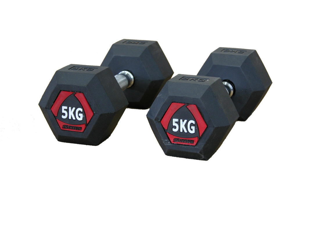 Hexagonal rubber dumbbells